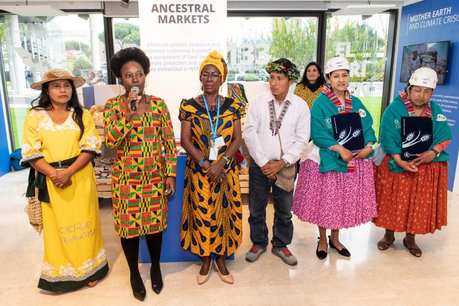 The WFP Executive Director, David Beasley launched the exhibit on “Indigenous Peoples and Afro-descendant Voices in the Americas”. Sponsored by the Regional Bureau for Latina America and the Caribbean, the objective of the high-level side event is to raise awareness and foster dialogue with members of Indigenous and Afro-descendant communities to tackle the drivers of intersecting inequalities that affect food security and nutrition in their communities. Photo: WFP/Rein Skullerud