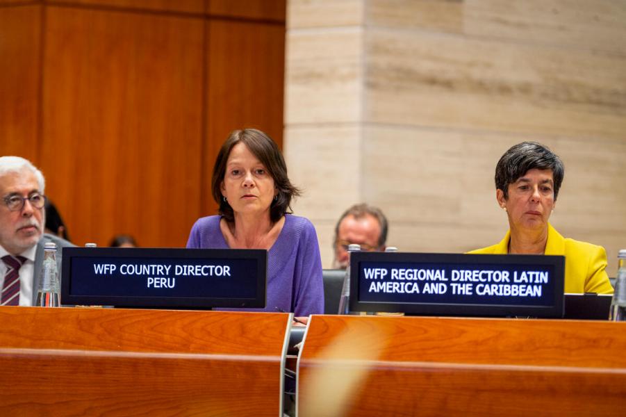 Intervention by Ms. Sarah Laughton, WFP Country Director (Peru). Second Regular Session of the Executive Board (EB.2/2022).