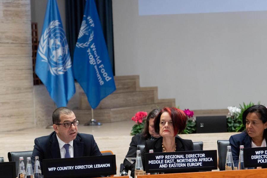 Presentation and remarks by Mr. Abdallah Alwardat, Country Director Lebanon. Second Regular Session of the Executive Board (EB.2/2022) Photo: WFP/Rein Skullerud