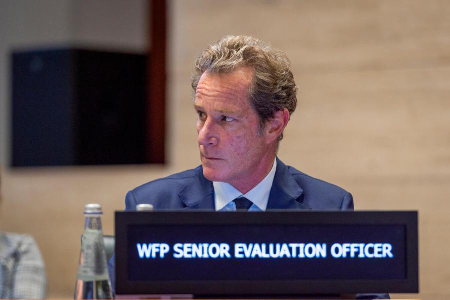 A United Nations World Food Programme Evaluation Officer during the Second Regular Session of the Executive Board (EB.2/2022).