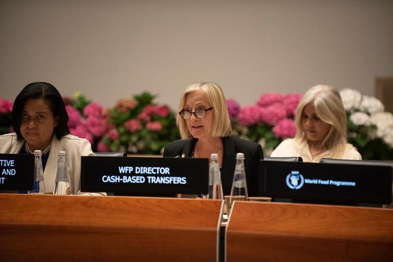 Intervention by Ms. Edith Heines, United Nations World Food Programme Director of Cash-based Transfers. Photo credit: WFP/Daria Addabbo