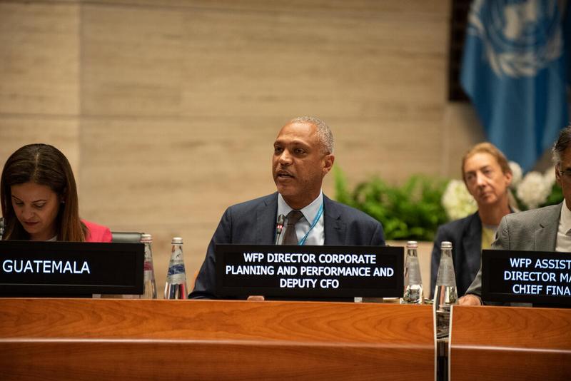 Intervention by Laurent Bukera, WFP Deputy CFO and Director, Corporate Planning & Performance Division. Photo credit: WFP/Daria Addabbo