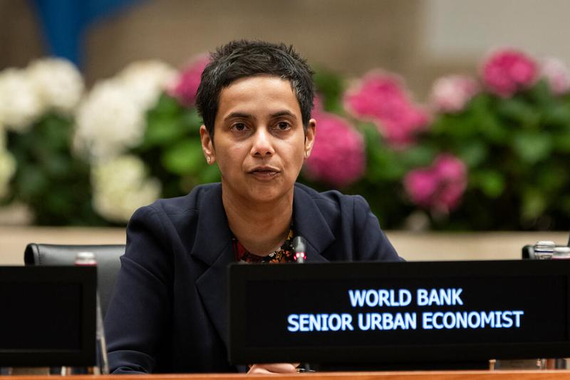 Side event: WFP’s Framework for Action for achieving zero hunger in an Urbanizing World Intervention by the Senior Urban Economist, World Bank. Photo credit: WFP/Matteo Minnella