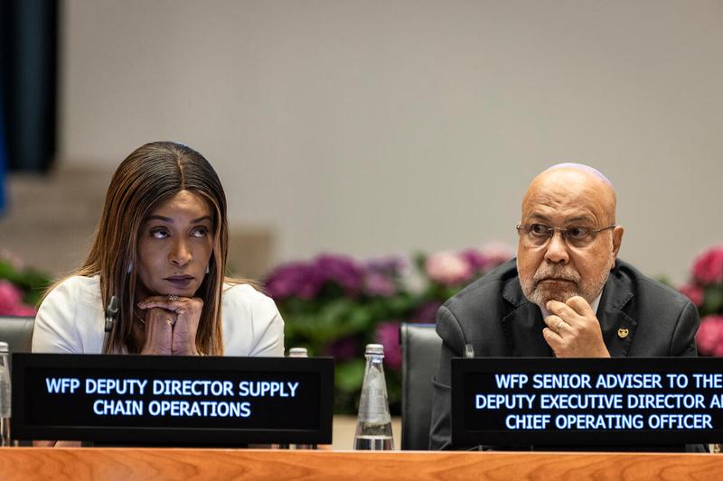Ms. Betty Ka, Deputy Director Supply CHain Operations and Mr. Ramiro Lopez da Silva, Senior Adviser to the Deputy Executive Director and Chief Operating Officer. Photo credit: WFP/Matteo Minnella