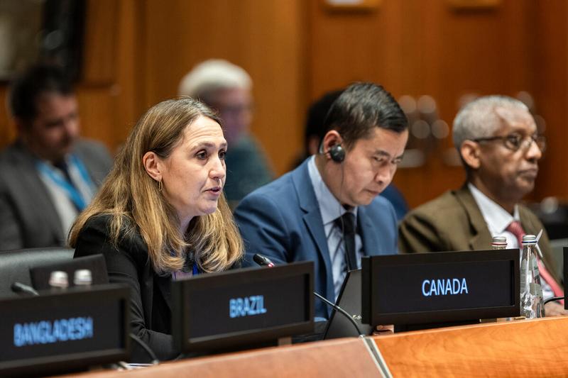 In the photo: intervention by H.E. Nalan Yuksel, Deputy Permanent Representative of Canada. Photo credit: WFP/Matteo Minnella
