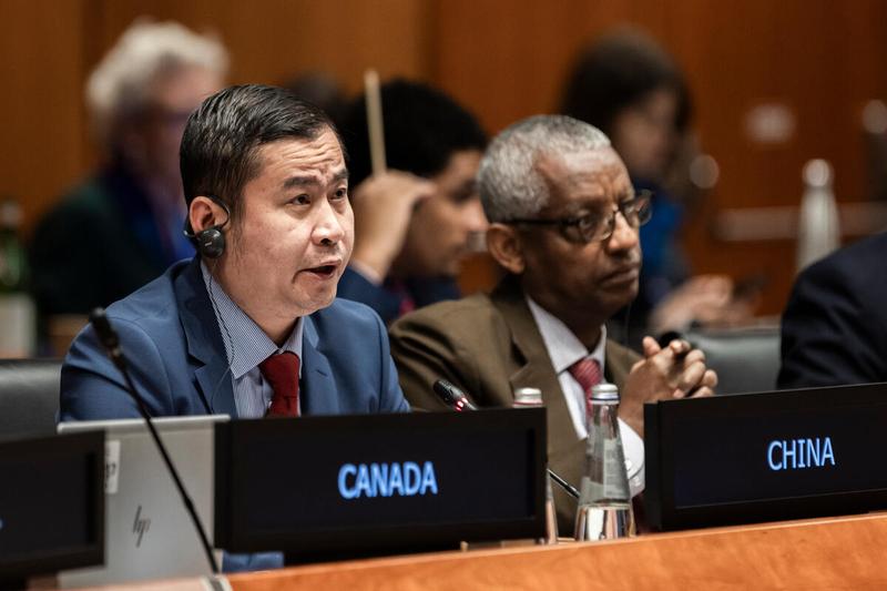 In the photo: intervention by the delegation of China. Photo credit: WFP/Matteo Minnella