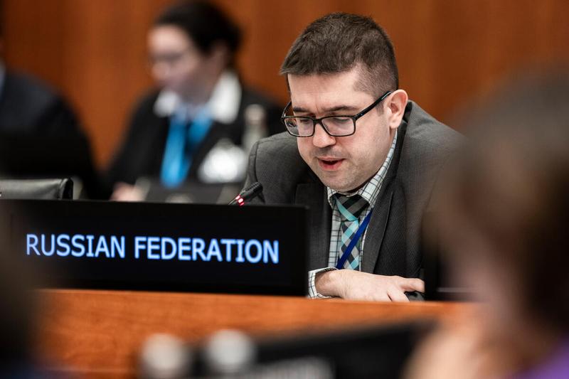 In the Photo: intervention by H.E. Mr. Arsen Bogatyrev, Alternate Permanent Representative of the Russian Federation to the United Nations Agencies in Rome. Photo credit: WFP/Matteo Minnella