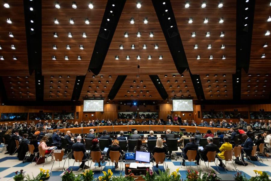 In the photo: intervention by H.E. Mr. Youssef Balla, Ambassador and Permanent Representative of the Kingdom of Morocco and President of the WFP Executive Board 2024. Photo credit: WFP/Matteo Minnella