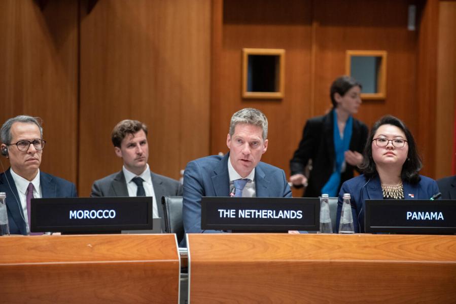 In the photo: intervention by H.E. Mr. Marcel BEUKEBOOM, Ambassador Extraordinary and Plenipotentiary, and Permanent Representative of The Netherlands. Photo credit: WFP/Daria Addabbo