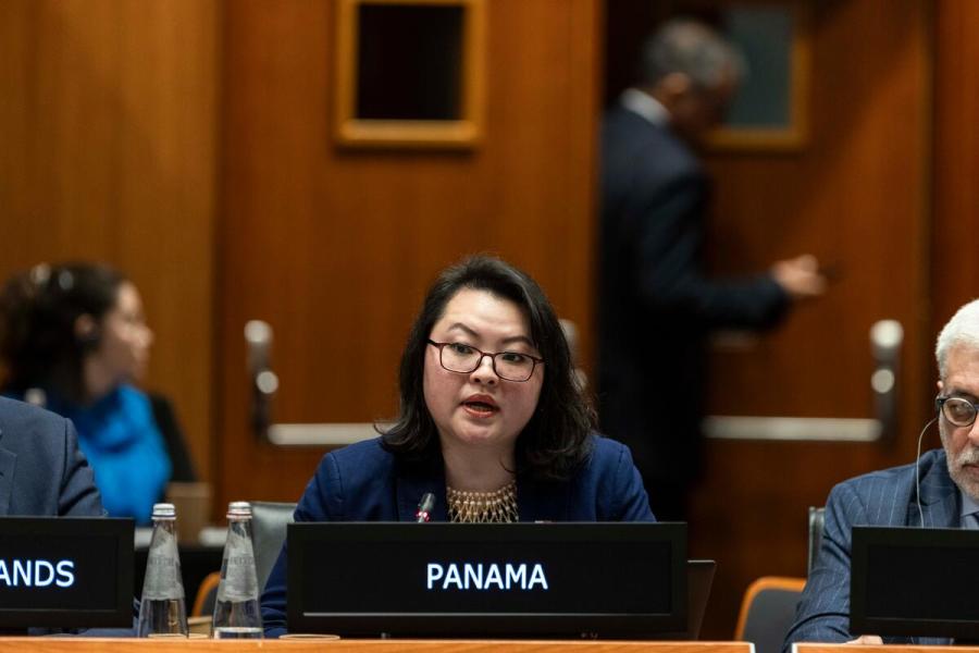 In the photo: intervention by H.E. Ms. Any Lam CHONG LEON, Third Secretary and Alternate Permanent Representative of Panama. Photo credit: WFP/Matteo Minnella
