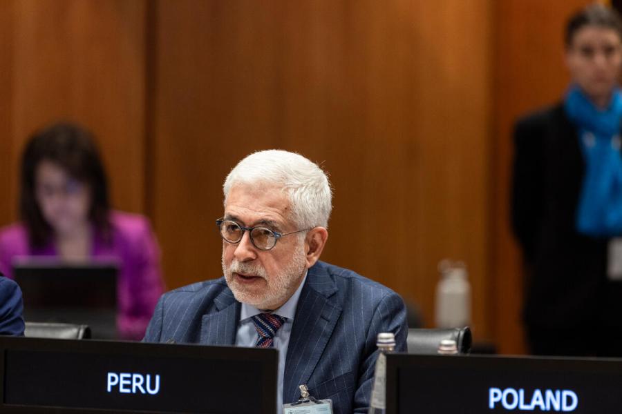 Intervention by H.E. Don Julio Eduardo Martinetti Macedo, Ambassador and Permanent Representative of Peru to the Rome based agencies. Photo credit: WFP/Matteo Minnella