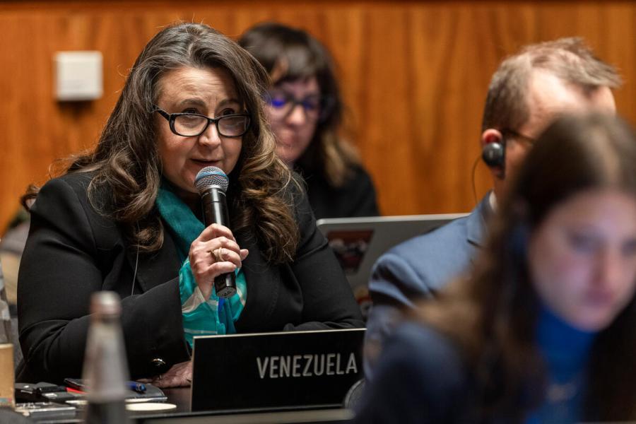 Intervention by H.E. Doña Haifa Aissami Madah, Ambassador and Permanent Representative of Venezuela. Photo credit: WFP/Matteo Minnella