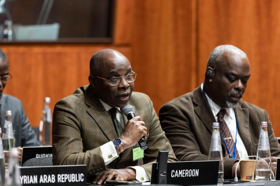 In the photo: intervention by H.E. Sébastien Foumane, Ambassador and Permanent Representative of Cameroon. Photo credit: WFP/Matteo Minnella