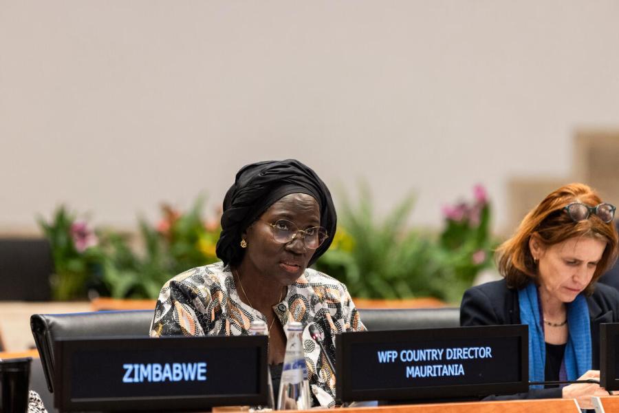 In the photo: intervention by Ms. Kinday Ndella Samba, WFP Country Director Mauritania. Photo credit: WFP/Matteo Minnella