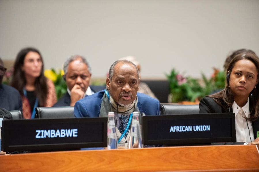 In the Photo: intervention by H.E. Haladou Salha, Senior African Union/NEPAD Technical Advisor to the Group of Rome-based African Ambassadors. &quot;Africa Day of School Feeding: Enhancing Education and Human Capital in Africa&quot;, side event on the margins of the First Regular Session of the Executive Board 2024. Photo credit: WFP/Daria Addabbo
