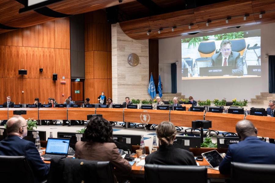 In the photo: intervention by Mr. David Kaatrud, WFP Director Programme Humanitarian and Development. Photo credit: WFP/Matteo Minnella
