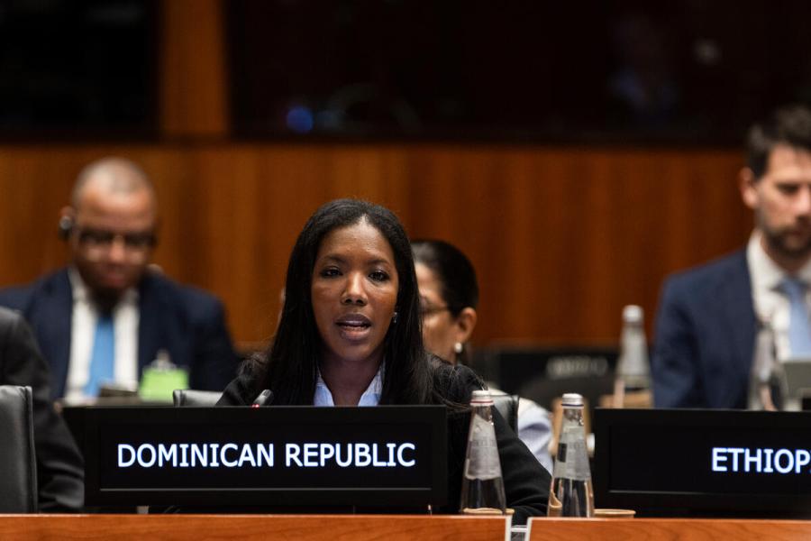 In the photo: Intervention by Ms. Berioska Morrison Gonzalez, Minister Counsellor and Alternate Permanent Representative of the Dominican Republic. Photo credit: WFP/Matteo Minnella