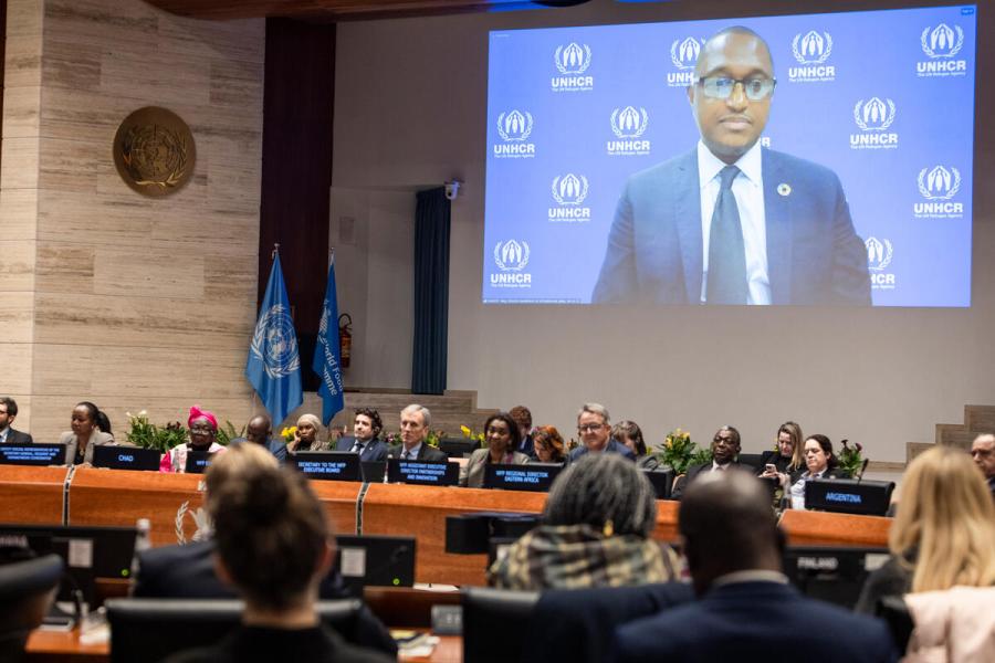HIGH-LEVEL SPECIAL EVENT: Sudan cross-regional update: strategic insights into WFP’s humanitarian operations. Remote intervention by Mr. Mamadou Dian Balde, Regional Director, East and Horn of Africa and the Great Lakes, UNHCR. Photo credit: WFP/Matteo Minnella