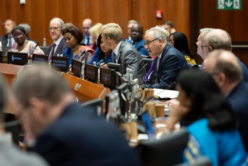 In the photo: intervention by H.E. Mr. Youssef Balla, Ambassador and Permanent Representative of the Kingdom of Morocco and President of the WFP Executive Board 2024. Photo: WFP/Matteo Minnella