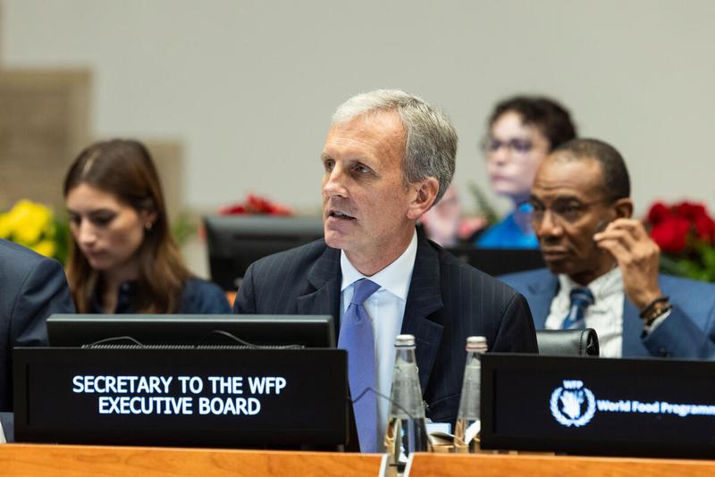 In the photo: intervention by Mr. Philip Ward, WFP Secretary to the Executive Board. Photo: WFP/Matteo Minnella