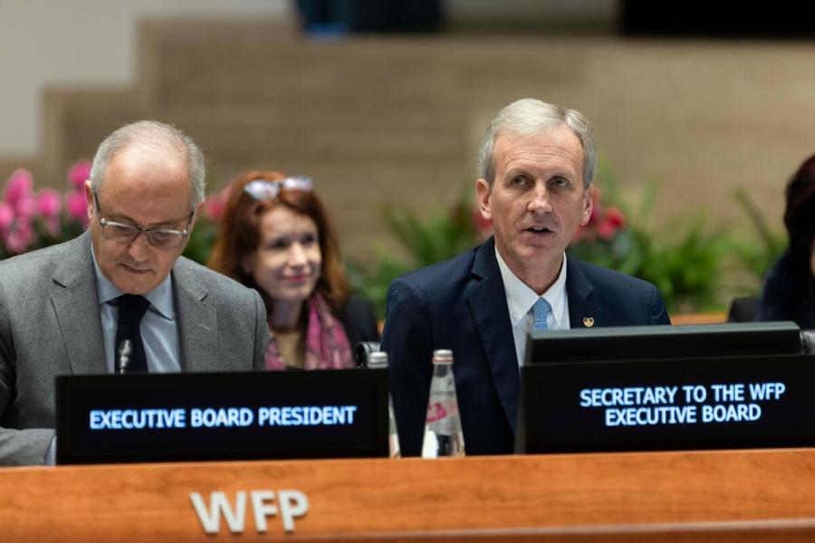 Intervention by Mr. Philip Ward, Secretary to the Executive Board. Please credit: WFP/Matteo Minnella