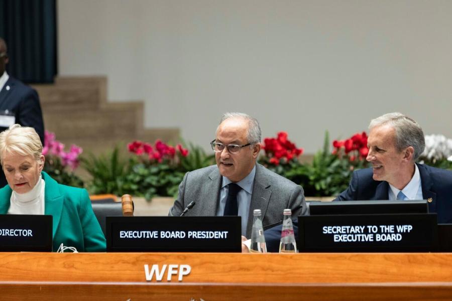 Opening of the Executive Board proceedings by H.E. Mr. Youssef Balla, Ambassador and Permanent Representative of the Kingdom of Morocco and President of the WFP Executive Board 2024. Please credit: WFP/Matteo Minnella