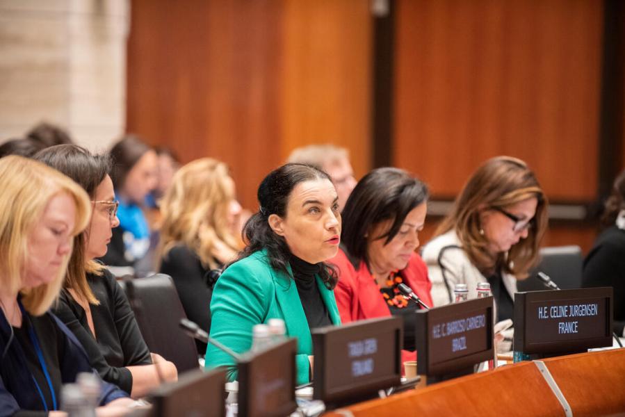 In the photo: intervention by H.E. Ms. Céline Jurgensen, Ambassador, Permanent Representative of France. "The School Meals Coalition: status and what’s next" Side event on the margins of the Second Regular Session of the Executive Board (EB.2/2024). Photo credit: WFP/Daria Addabbo