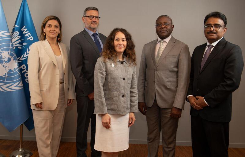The 2025 Executive Board Bureau. From Left to Right: H.E. Ms. Jhenifer María Mojica Florez (Colombia, List C); Mr. Roman Diatka (Czechia, List E); H.E. Ms. Elissa Golberg (Canada, List D); H.E. Mr. Fredrick Lusambili Matwang’a (Kenya, List A); Dr. Balaji Jujjuvarapu (India, List B). © WFP/Rein Skullerud The 2025 Executive Board Bureau. From Left to Right: H.E. Ms. Jhenifer María Mojica Florez (Colombia, List C); Mr. Roman Diatka (Czechia, List E); H.E. Ms. Elissa Golberg (Canada, List D); H.E. Mr. Fredrick Lusambili Matwang’a (Kenya, List A); Dr. Balaji Jujjuvarapu (India, List B). © WFP/Rein Skullerud