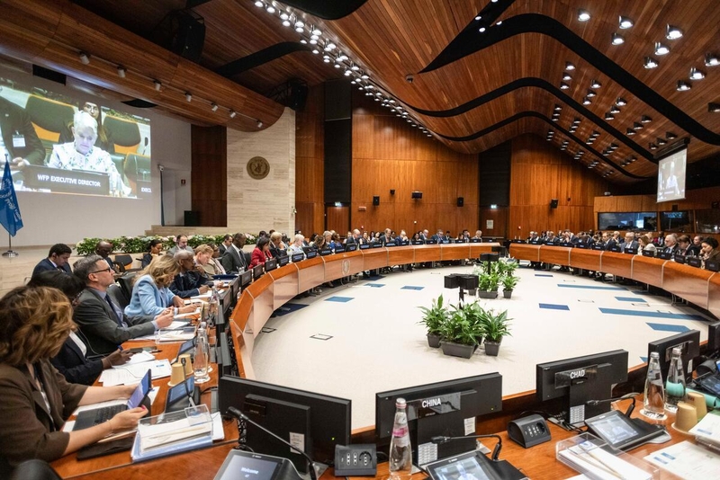 Opening remarks by Ms. Cindy McCain, Executive Director of the United Nations World Food Programme - 2025 Annual session of the Executive Board. © WFP/Matteo Minnella