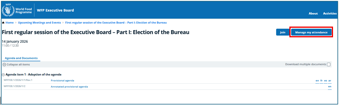Manage my attendance button
