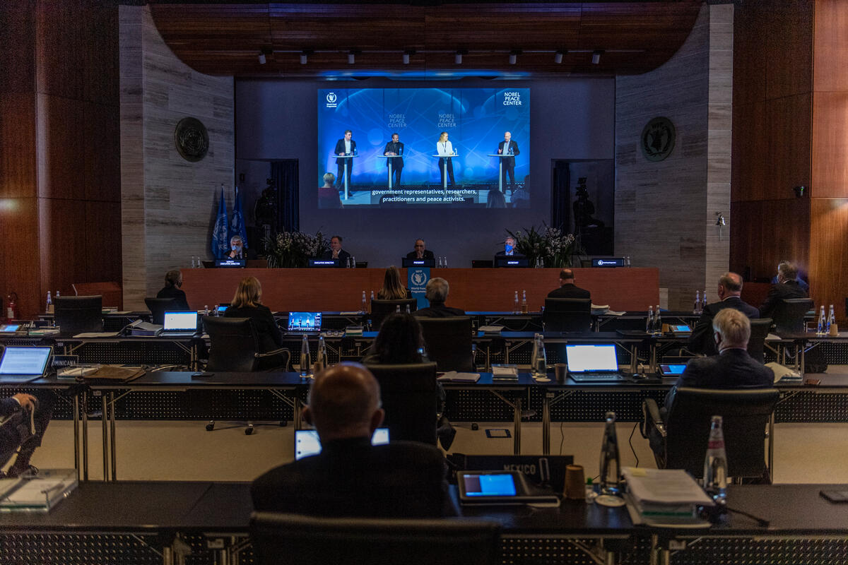 Projection of the Nobel Peace Price 2020 Video. Photo: WFP/Rein Skullerud.