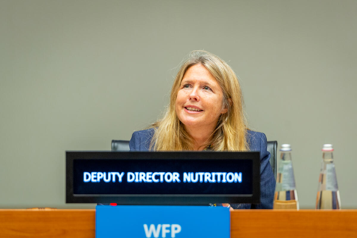 Intervention by Ms. Allison Oman Lawi, Deputy Director, Nutrition Division, WFP - during the "Side Event on the Syrian Arab Republic: Notes from a Nutrition Mission in the Fields”. Photo: WFP/Giulio d'Adamo. 