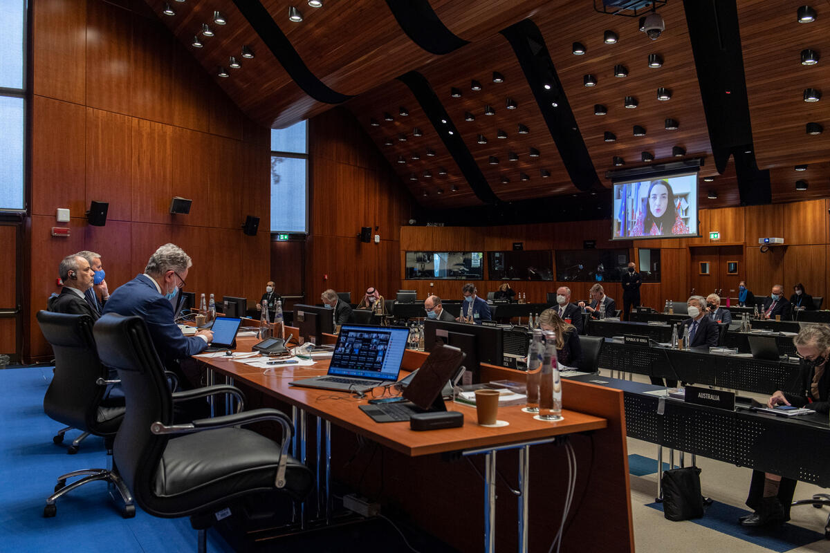 Second Regular Session of the Executive Board. Intervention by H.E. Celine Jurgensen of France (connected remotely). Photo: WFP/Rein Skullerud.