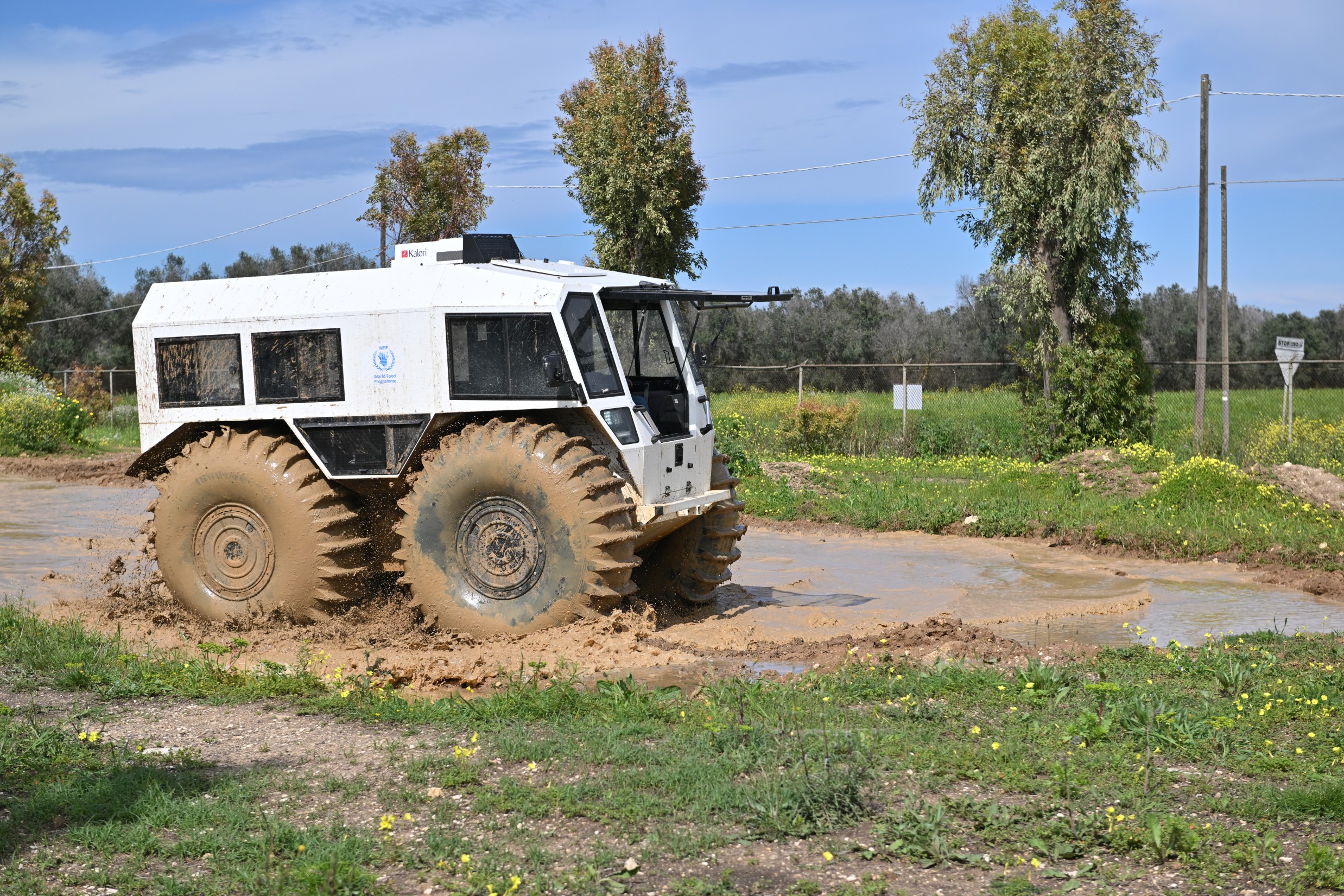 Figure 7: Seeing the SHERP in action on UNHRD Brindisi grounds. The amphibious all-terrain vehicle can float on water and is often used in hard-to-reach areas 